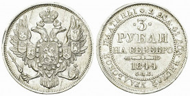 Nicholas I Platinum 3 Roubles 1844