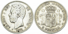 Spain AR 5 Pesetas 1871