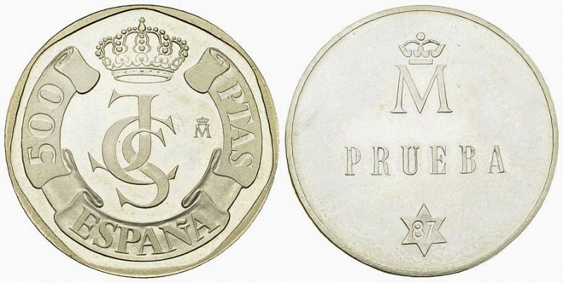 Spain AR 500 Pesetas 1987, Trial strike 

Spain. AR 500 Pesetas Trial Strike 1...