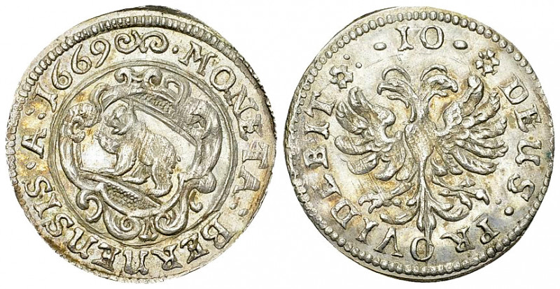Bern, AR 10 Kreuzer 1669 

Schweiz. Bern, Stadt. AR 10 Kreuzer 1669 (2.44 g). ...