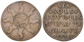 Genf, CU 6 Sols 1590, Notmünze
