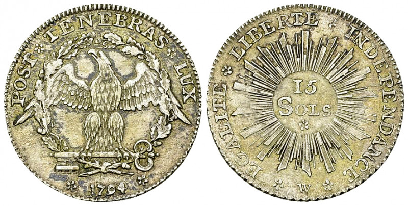 Genf, AR 15 Sols 1794 

Schweiz, Genf/Genève. AR 15 Sols 1794 (24 mm, 3.34 g)....