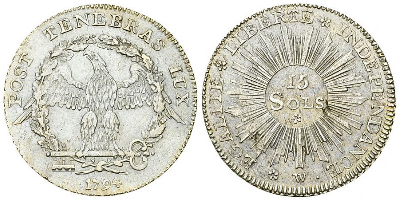 Genf, AR 15 Sols 1794 

Schweiz. Genf /Genève, Stadt. AR 15 Sols 1794 (24 mm, ...