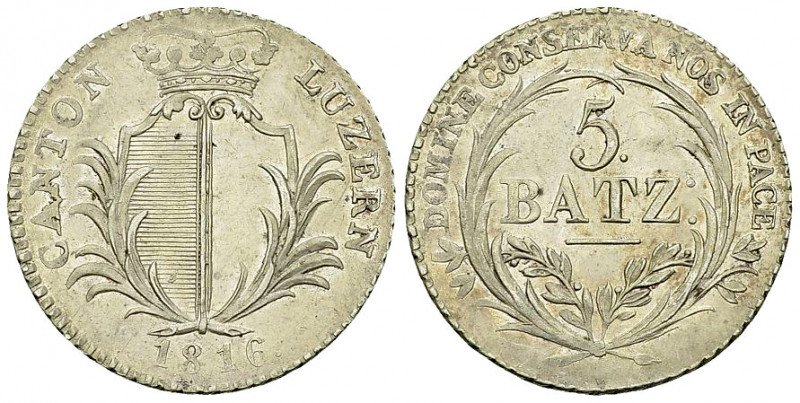 Luzern, AR 5 Batzen 1816 

Schweiz, Luzern. AR 5 Batzen 1816 (4.22 g).
HMZ 2-...