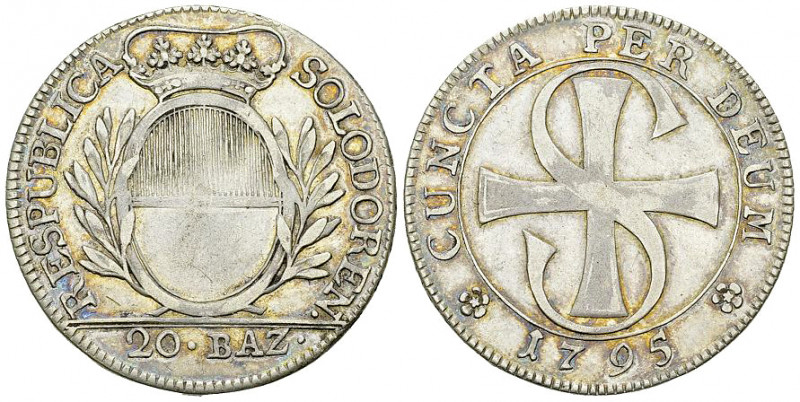 Solothurn, AR 20 Kreuzer 1795 

Schweiz. Solothurn. AR 20 Batzen 1795 (15.03 g...