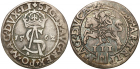 Sigismund II August
POLSKA/ POLAND/ POLEN / POLOGNE / POLSKO

Zygmunt II August. Trojak 1562, Vilnius / Lithuania 

Aw.: Monogram Augusta II, po ...