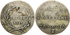 Coins of Zamość
POLSKA/ POLAND/ POLEN / POLOGNE / POLSKO / ZAMOSC

Zamość. 2 zlote 1813, Oblężenie - Odmiana z dużą bombą 

Aw.: W polu napis w t...