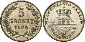 Free City of Krakow
POLSKA / POLAND / POLEN / AUSTRIA / GALICIA / CRACOW

Wolne Miasto Kraków. 5 groszy 1835, Kraków - BEAUTIFUL 

Aw.: Herb Krak...