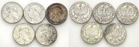 Poland II Republic
POLSKA / POLAND / POLEN / POLOGNE / POLSKO

II RP. 10 zlotych 1932-1933 głowa kobiety group 5 pieces 

Zestaw 5 sztuk. Monety ...