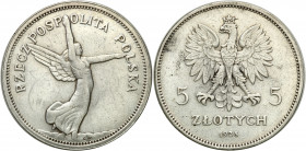 Poland II Republic
POLSKA / POLAND / POLEN / POLOGNE / POLSKO

II RP. 5 zlotych 1928 Nike bez znaku mennicy 

Dobrze zachowane szczegóły, resztki...