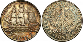 Probe coins of the Second Polish Republic
POLSKA / POLAND / POLEN / PATTERNPRL. PROBE / SPECIMEN

PROBA / PATTERN. 2 zlote 1936 Żaglowiec - stempel...