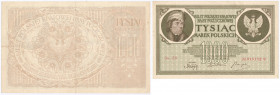 COLLECTION of Polish Banknotes
POLSKA / POLAND / POLEN / PAPER MONEY / BANKNOTE

1.000 polish mark 1919 seria ZS 

Numeracja 918182 ❉, znak wodny...