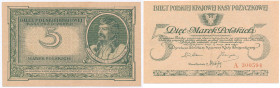COLLECTION of Polish Banknotes
POLSKA / POLAND / POLEN / PAPER MONEY / BANKNOTE

5 polish mark 1919 seria A 

Zgięty w pionie i poziomie, dość sz...