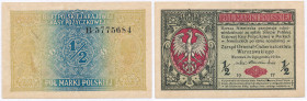 COLLECTION of Polish Banknotes
POLSKA / POLAND / POLEN / PAPER MONEY / BANKNOTE

1/2 marki polskiej 1916 seria B - Generał 

Złamany w pionie.Luc...