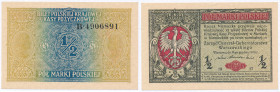 COLLECTION of Polish Banknotes
POLSKA / POLAND / POLEN / PAPER MONEY / BANKNOTE

1/2 marki polskiej 1916 seria B - Generał - BEAUTIFUL 

Pięknie ...