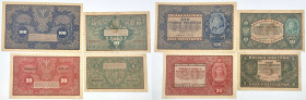 COLLECTION of Polish Banknotes
POLSKA / POLAND / POLEN / PAPER MONEY / BANKNOTE

5, 10, 20, 100 mark 1919, group 4 banknotes 

20 i 100 marek sta...