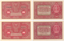 COLLECTION of Polish Banknotes
POLSKA / POLAND / POLEN / PAPER MONEY / BANKNOTE

20 polish mark 1919 seria II-EH i II-CB, group 2 pieces 

Piękni...