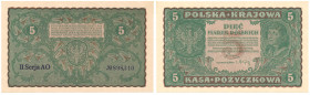 COLLECTION of Polish Banknotes
POLSKA / POLAND / POLEN / PAPER MONEY / BANKNOTE

5 polish mark 1919 seria II-AO 

Pięknie zachowane.Lucow 368 (R0...