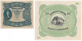 World Banknotes
PAPER MONEY / BANKNOTE

Norway. 50 crowns 1943 series C 

Rzadszy banknot, nawet w tym staninie zachowania.

Details: 
Conditi...