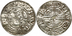 Medieval coin collection - WORLD
GERMANY / ENGLAND / CZECH / GERMAN

England. Knut (1016-1035). Pointed Helmet denar - RARE 

Aw.: Popiersie wład...