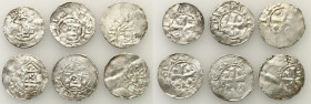 Medieval coin collection - WORLD
GERMANY / ENGLAND / CZECH / GERMAN

Germany, Franconia - Mainz. Denarius, set of 6 coins 

Aw.: Kapliczka z krzy...