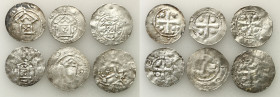 Medieval coin collection - WORLD
GERMANY / ENGLAND / CZECH / GERMAN

Germany, Franconia - Mainz. Denarius, set of 6 coins 

Aw.: Kapliczka z krzy...
