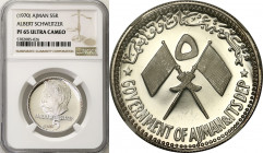 Emirate of Ajman
Ajman - United Arab Emirates. 5 riyals Albert Schweitzer (1970) NGC PF65 ULTRA CAMEO - RARE 

Bardzo rzadka i poszukiwana moneta k...