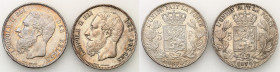 Belgium
Belgium, Leopold II (1865-1909). 5 francs 1870, 1974, Brussels 

Ładnie spatynowane monety.KM 24

Details: 2 x 25 g Ag 
Condition: 3+ (V...