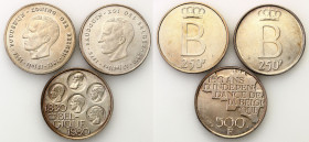 Belgium
Belgium. 250 francs 1976 x 2, 500 francs, 1980, Brussels 

Zestaw zawiera 3 srebrne monety okolicznościowe.KM 158.1, 161

Details: 25.01 ...
