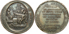 France
France. Medal worth 5 sols 1792 - French Constitution 

Medal o wartości 5 sols, wybity z okazji uchwalenia Konstytucji Francuskiej w 1791 r...