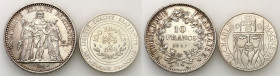 France
France. 10 francs 1967, 100 francs 1990, set of 2 coins 

10 franków stan 1-, 100 franków stan 2-/3+.

Details: 40,07 g Ag 
Condition: 1-...
