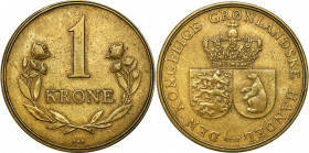 Greenland
Greenland. 1 krone 1926 

Patyna.KM-10

Details: 7,30 g Aluminium-Brąz 
Condition: 3+ (VF+)