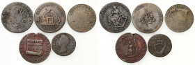 Ireland
Ireland. Token 1/2 - 1 penny 1744-1813, set of 5 

Zróżnicowany zestaw. Obiegowe egzemplarze.&nbsp;

Details: Cu 
Condition: 3/4- (VF/F-...