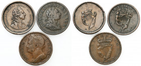 Ireland
Ireland. Penny 1818-1823, set of 3 coins 

Obiegowe egzemplarze.KM 148.1, 151&nbsp;

Details: Cu 
Condition: 3/4 (VF/F)