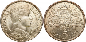Latvia
Latvia. 5 lati 1929, London - BEAUTIFUL 

Pięknie zachowana moneta. Subtelna patyna.&nbsp;KM 9, Parchimowicz 11a

Details: 25 g Ag .835 
...