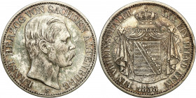 Germany
Germany, Saxony-Altenburg - Ernest (1853-1908). Taler (Thaler) 1869 B, Hanover 

Rzadszy typ monety. Kolorowa patyna.AKS 61; Davenport 814...