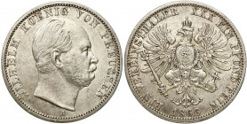 Germany
Germany, Prussia. William I (1861-1888). Taler (Thaler) 1866 A, Berlin 

Rzadszy typ monety nawet w tym stanie zachowania.Resztki połysku m...