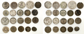 Germany
Germany, Prussia, set of 20 coins, silver 

Zestaw zawiera 20 monet, w przewadze monety Prus. Obiegowe egzemplarze. 

Details: 34,52 Ag ł...