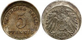 Germany
Germany. 5 pfennigs 1921 - shifted stamp - DESTRUKT 

Duże przesuniecie stempla. Destrukt menniczy.KM 19

Details: 2,50 g Fe/Ni 
Conditi...