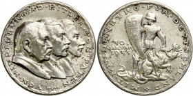 Germany
Germany, the Third Reich. Medal 1933 Hitler and Hindenburg SILVER 

30 lat marszałkowania Hindenburga. Lekkie ślady obieguKie-484 

Detai...