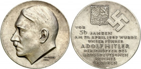 Germany
Germany, Third Reich. Hitler, Silver Medal 

Patyna, ładny stan.Colb./Hyder 117. 

Details: 24,53 g Ag 35 mm
Condition: 2- (EF-)