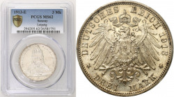 Germany
Germany, Saxony. 3 mark 1913 E, Muldenhtten PCGS MS62 - BEAUTIFUL 

Moneta wybita z na 100 rocznicę zwycięstwa pod Lipskiem.Odbitka ze świe...
