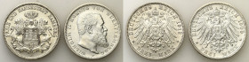 Germany
Germany, Wrttemberg - 3 mark 1909 F, Stuttgart and 3 mark 1912 J, Hamburg, set of 2 coins 

Obiegowe egzemplarze.&nbsp;Jaeger 64, 175

De...