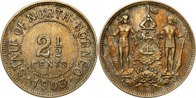 Oceania
British North Borneo. 2 1/2 cents 1903 

Protektorat brytyjski (1882 - 1941).Kolorowa patyna, resztki połysku.KM# 4

Details: 4,74 g Ag ...