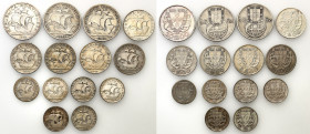 Portugal
Portugal. 2.5 to 10 eskudos 1932-1955, set of 14 coins 

Zestaw zawiera 14 monet srebrnych w różnym stanie zachowania.

Details: 92,35 g...