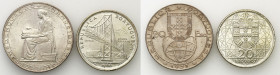 Portugal
Portugal. 20 escudos 1953, 1966, set of 2 coins 

Ładnie zachowane.&nbsp;KM 585, 592

Details: 31,06 g Ag łącznie 
Condition: 2 (EF)