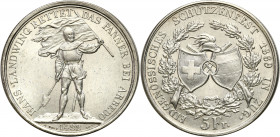 Switzerland
Switzerland. 5 francs shooting 1869, Zurich 

Nakład 6000 egzemplarzy. Schützenfest - święto strzeleckie.Piękna moneta z delikatnymi ry...