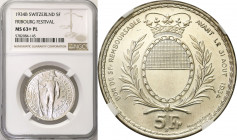 Switzerland
Switzerland. 5 francs 1934, Freiburg NGC MS63 + PL 

Moneta wybita z okazji turnieju strzeleckiego.Moneta z pierwszych uderzeń stempla ...