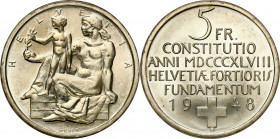 Switzerland
Switzerland, 5 francs 1948 B, Bern 

Wybite na 100 rocznicę utworzenia Konfederacji.Pięknie zachowane.KM 48

Details: 15,00 g Ag 
Co...