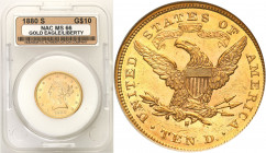 USA (United States of America)
US $ 10 Liberty 1880 San Francisco NAC MS66 

Piękny, menniczy egzemplarz. Drobne ryski w tle.Moneta w slabie NAC.Fr...